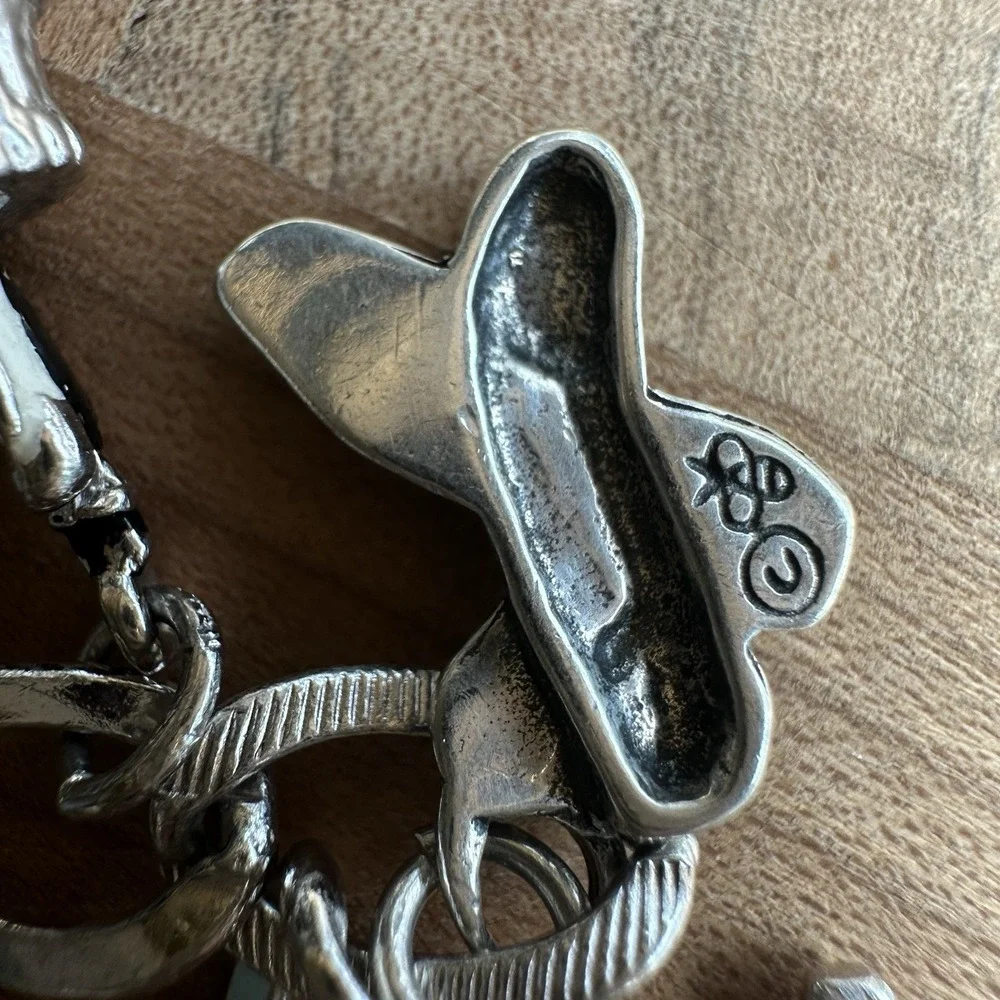 VTG Charm‎ Bracelet 6.5 Inch Sport Western Cross Heart Travel 925 Sterling 37.6g